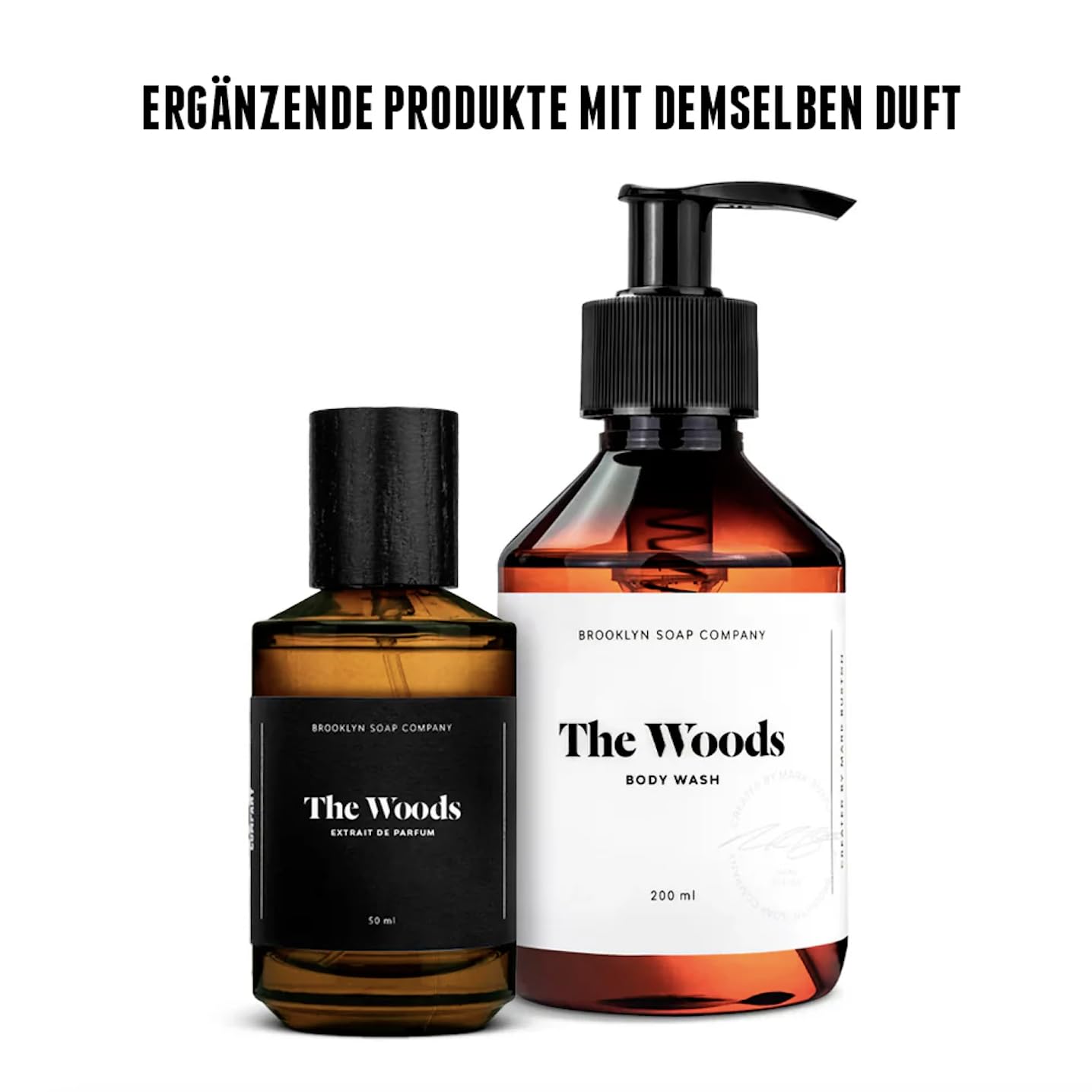 The Woods Extrait de Parfum (50ml) · Brooklyn Soap Company · Intensiv-holziger Herrenduft · Mit Kaschmirholz, Bergamotte, Pfeffer & Muskat · Für ein luxuriöses Dufterlebnis bis zu 12 Stunden