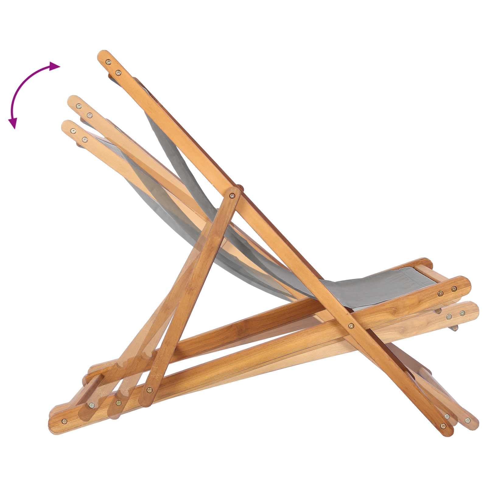Leżak jasnoszary, lite drewno tekowe