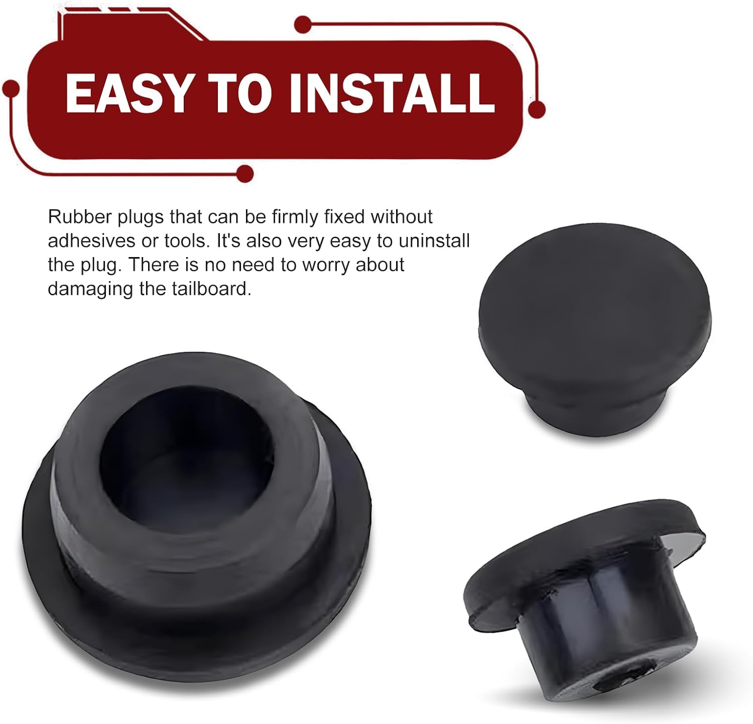 3 PCS Tailgate Plugs, Rust-Proof and Dust-Proof Sealing Protector, 1:1 Fit Rear Tailgate Rubber Plug Spare Tire Hole Filling Beautiful Decorative Cover, Compatible with Wrangler (Black)