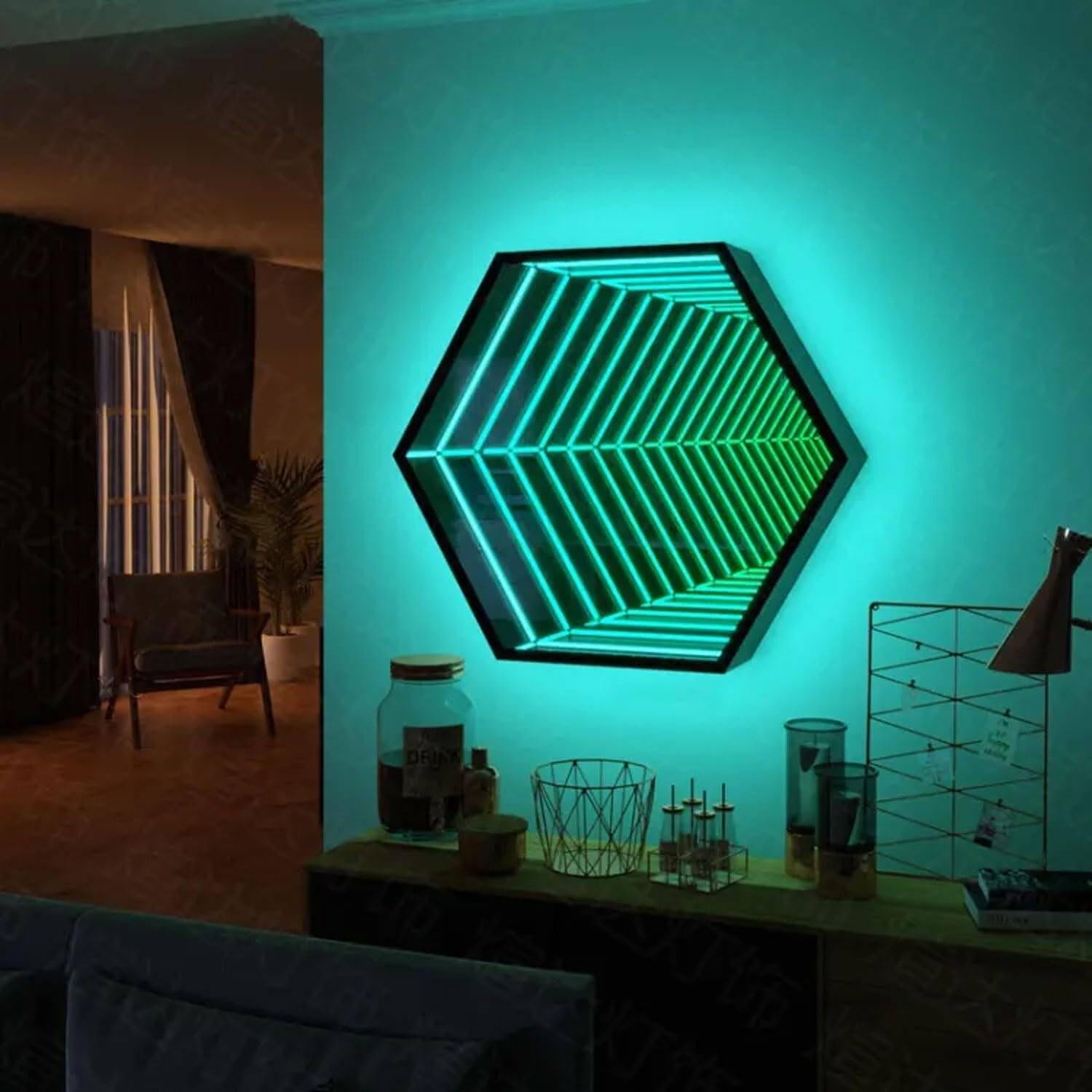 Lustrzane światło tunelowe, lustro ścienne LED Infinity z wielokolorowym światłem zmieniającym kolor, światło tunelowe LED zmieniające kolor z pilotem, do sypialni/imprezy/dekoracji domu 30cm/11.8"
