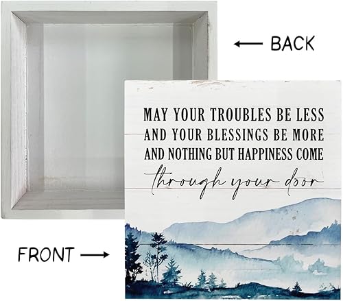 Miniatura 3 de Letrero cristiano, caja de madera, decoración de escritorio, placa decorativa de madera, letrero de cita de felicidad, decoración de mesa para el