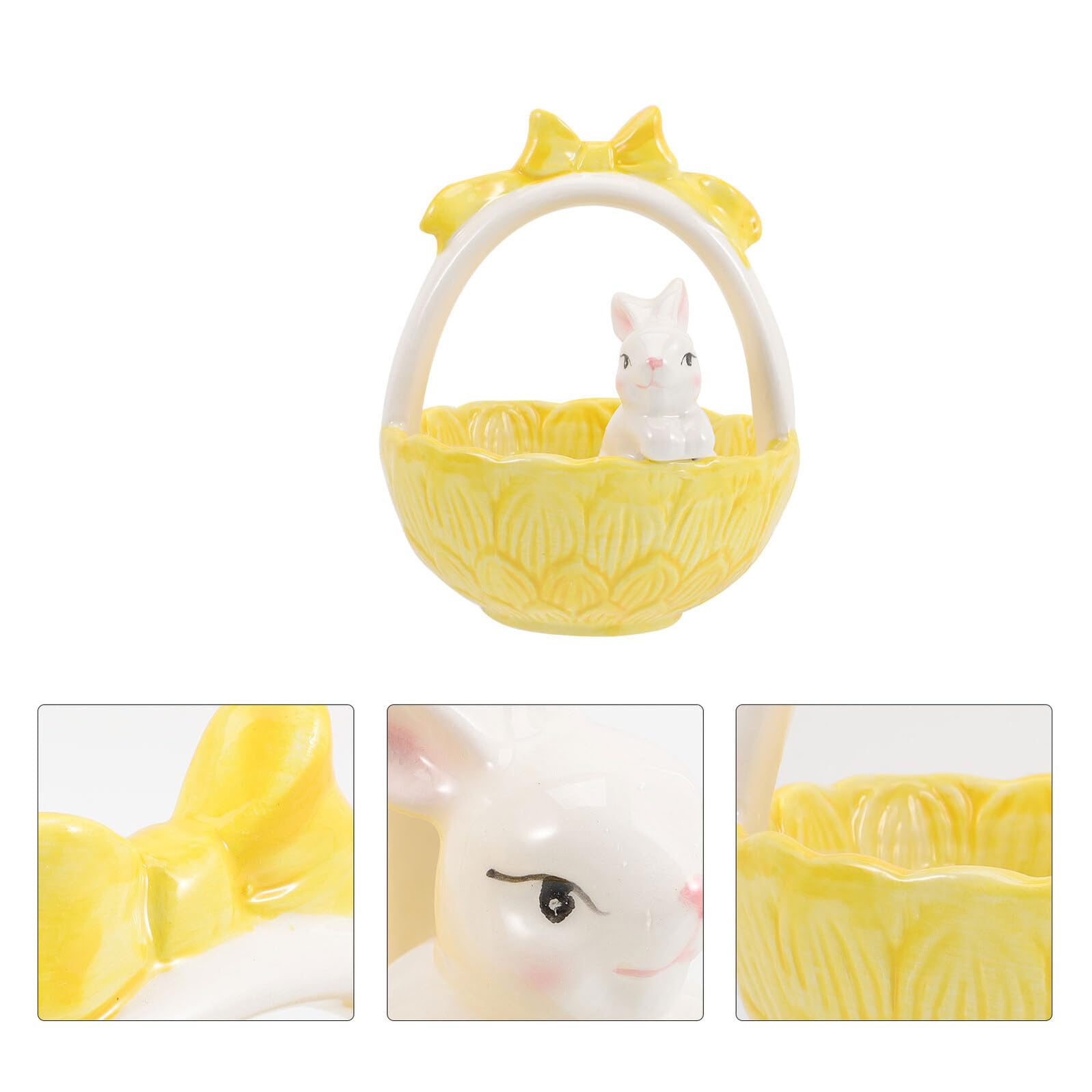 Decorazione Pasquale Coniglio in Ceramica, Cesto Coniglio Adorabile in Stile Cartone Animato per Decorazioni Tavola e Feste di Pasqua