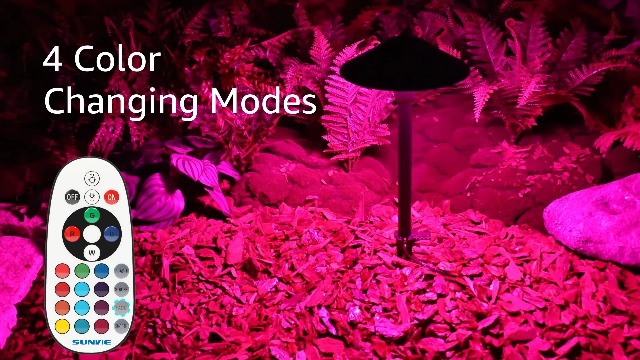 Image of SUNVIE RGBW Low Voltage Landscape Lights 3W Color Changing Pathway Lights 12-24V Multi-Color Path Lights Waterproof for Yard Garden Walkway Holiday Landscape Lighting ETL Listed Cord, 12 Pack