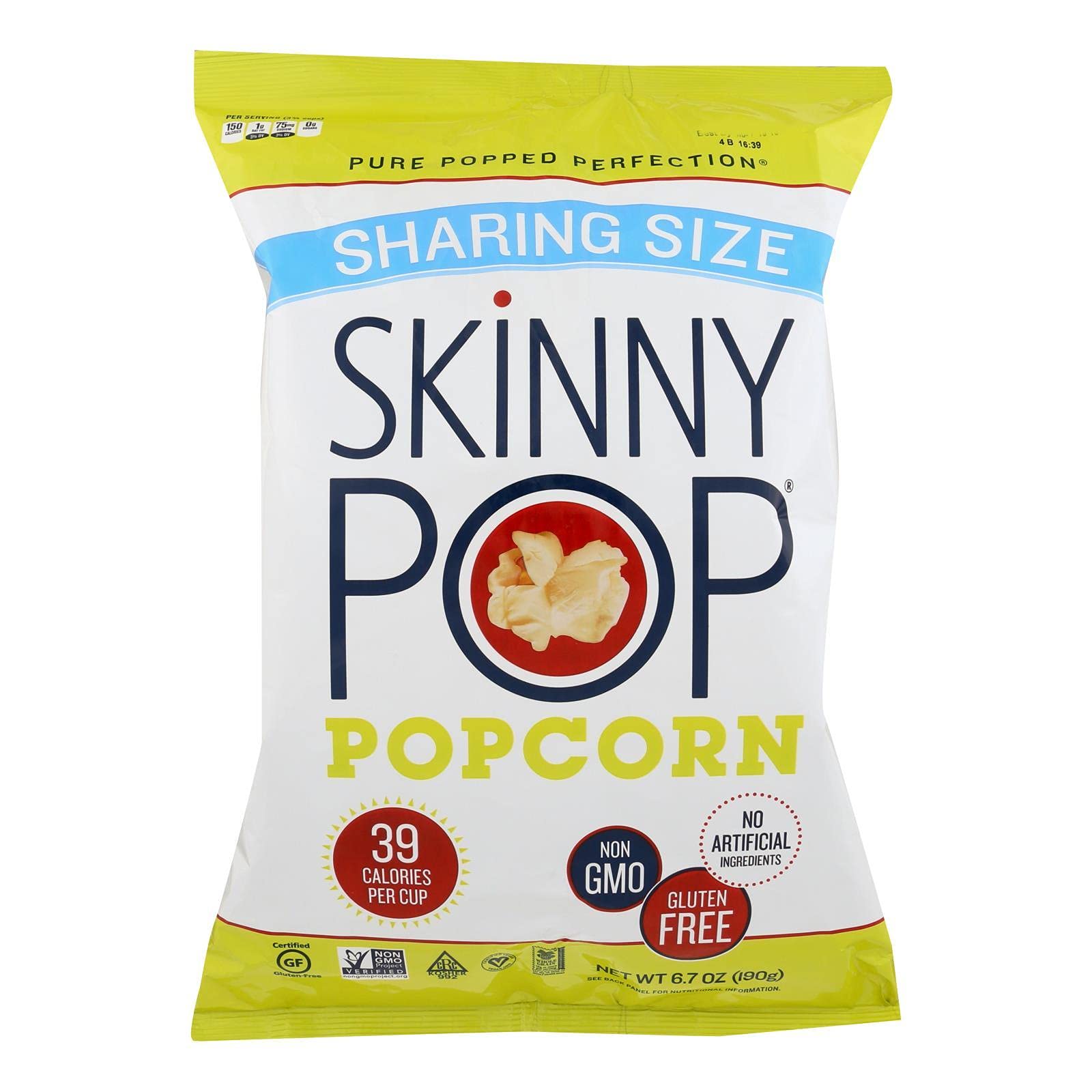 SKINNYPOP Popcorn, Popcorn, Original, Pack of 6, Size 6.7 OZ, (Gluten Free)
