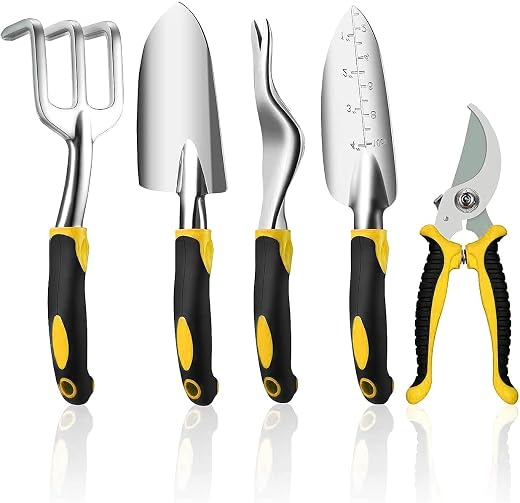 GardenZeek Garden Tools for Home Gardening, Weeder, Transplanter, Trowel, Hand rake, Pruner, Garden Tool with Cast Alumini...