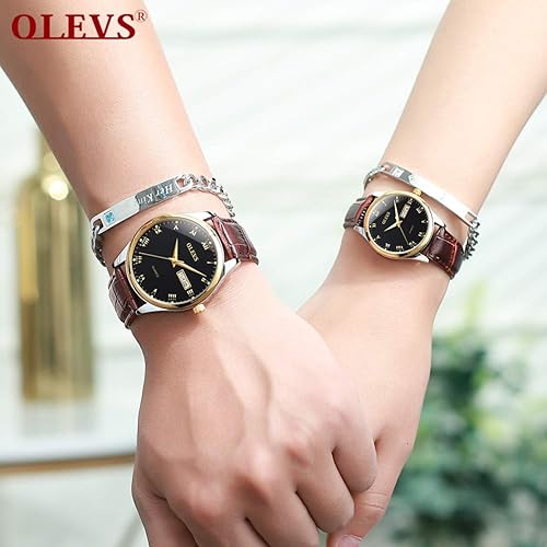 Miniatura 6 de OLEVS Reloj para hombres de acero inoxidable para negocios, analógico, de cuarzo, reloj de pulsera clásico luminoso para hombre, gran cara, día de
