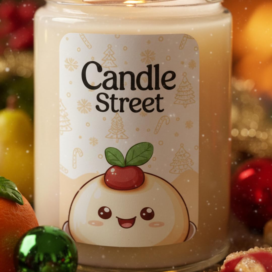 Candle Street Zapachowa świeca marcepanowa 500 g, migdał, miód i karmel, kolekcja słodkich świąt Bożego Narodzenia, duża świeca ze szkła premium, palenie 120 godzin, idealny prezent na Boże Narodzenie