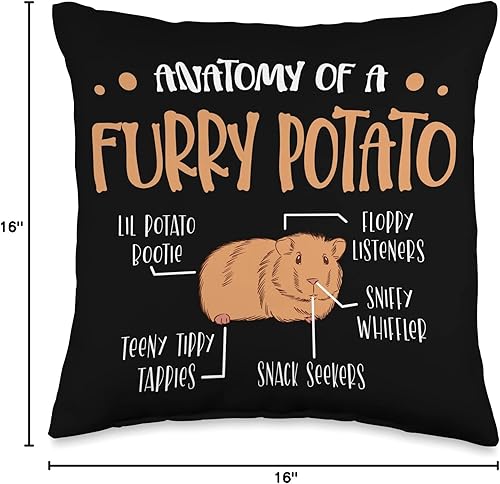 Miniatura 6 de ap lucky designs for people Anatomy of A Furry Potato Guinea Pig - Almohada de 18 x 18 pulgadas multicolor