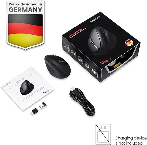 Miniatura 9 de Perixx PERIMICE-819B - Mouse vertical portátil Bluetooth inalámbrico 3 en 1, especificaciones multidispositivo - Clic silencioso - Tamaño compacto