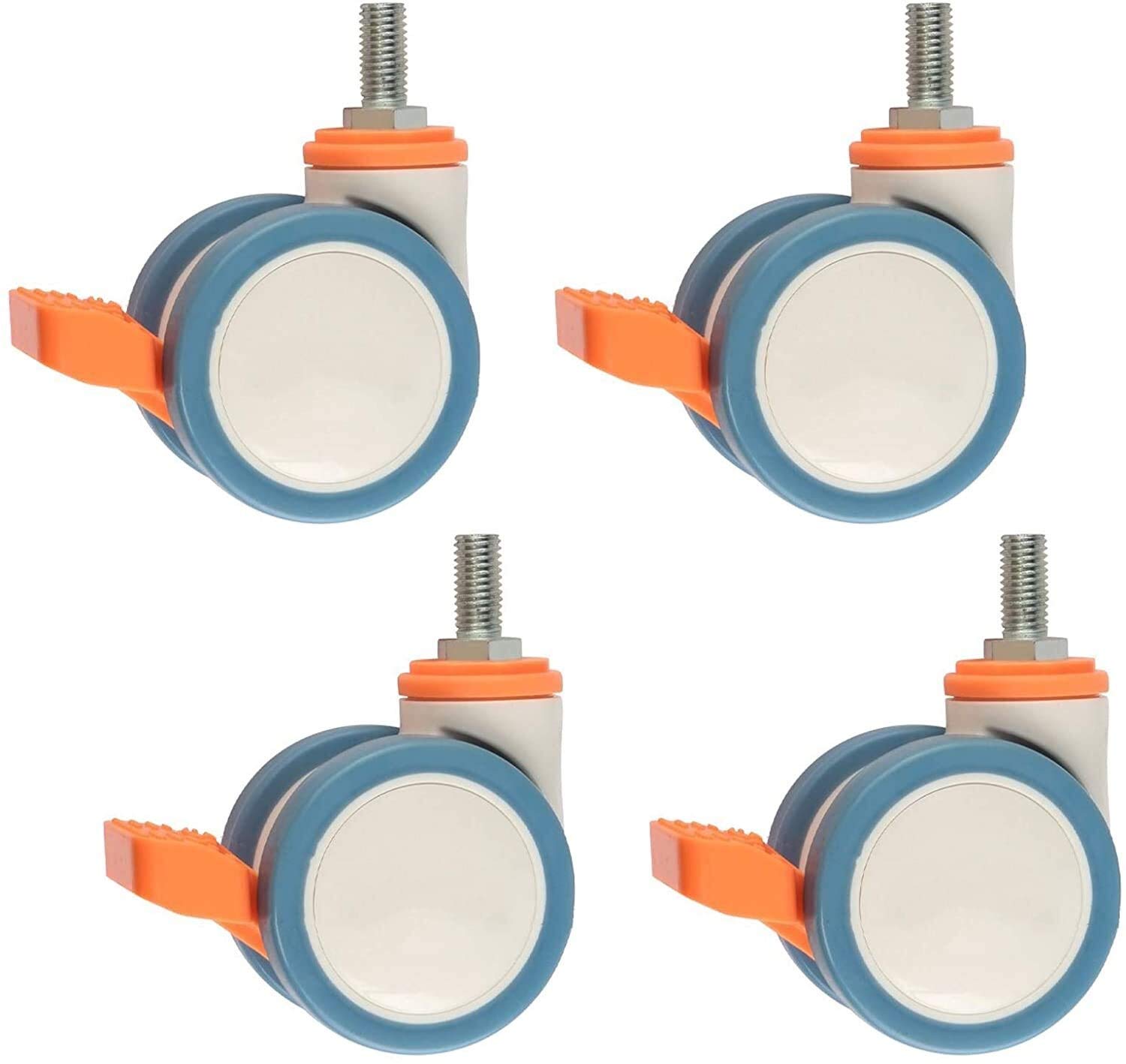 roulettes pivotantes en polyuréthane Robuste Roues pivotantes de Remplacement pour Meubles de Chariot, Roue Double de 75 mm, Tige filetée M12x25 mm, pour équipement de beauté médic