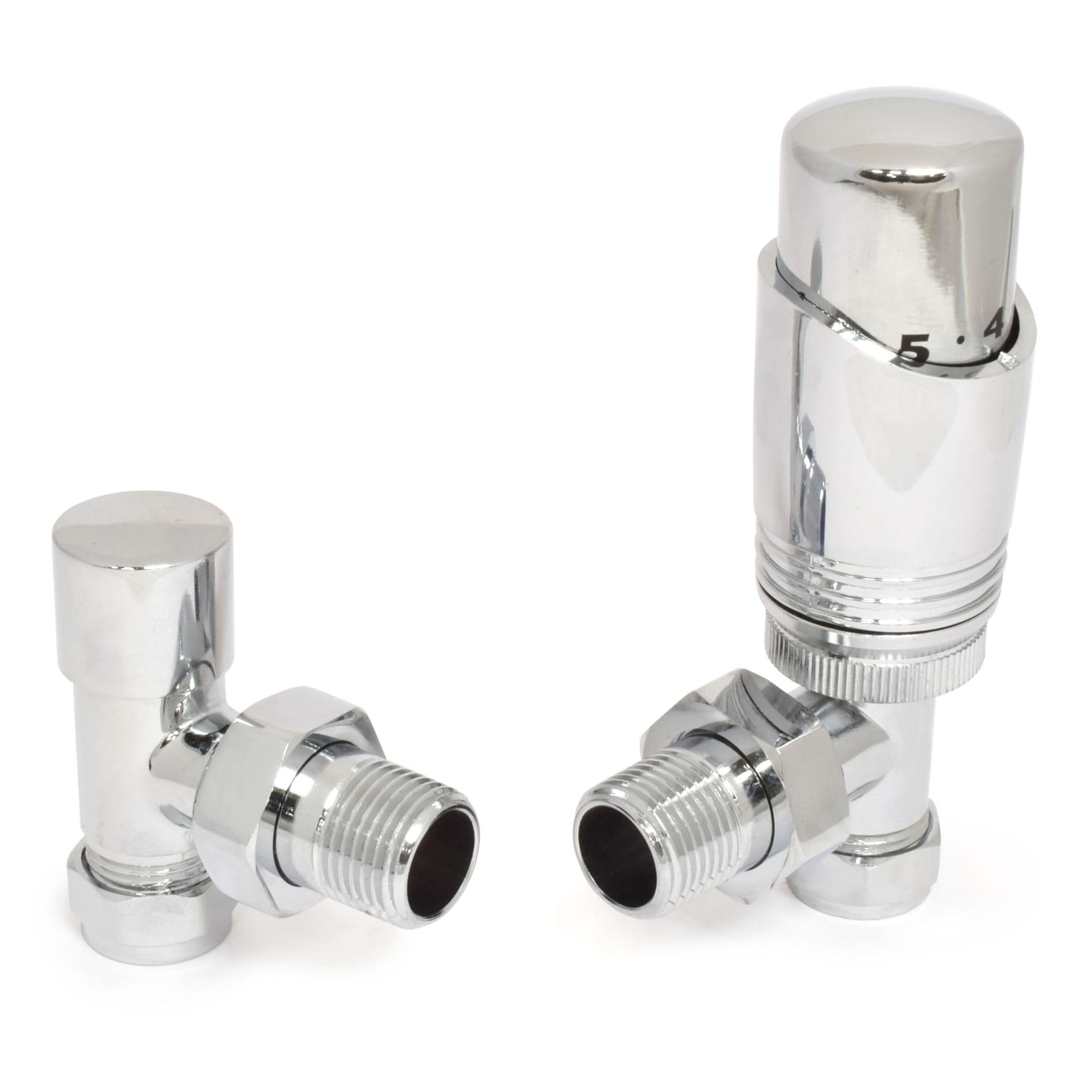 Thermostatic Radiator Valve Angled TRV – Zeta (Chrome)