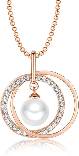 Pearl Necklace & Real Freshwater Cultured White Pearl Necklaces for Women Sterling Silver Pendants 5mm Pearl, 18 inch Chain for Wife Mom Birthday