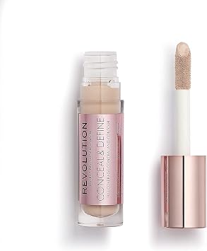 Makeup Revolution Conceal & Define Concealer, Lightweight, Longlasting, Full Coverage Face Makeup, C4, 4g