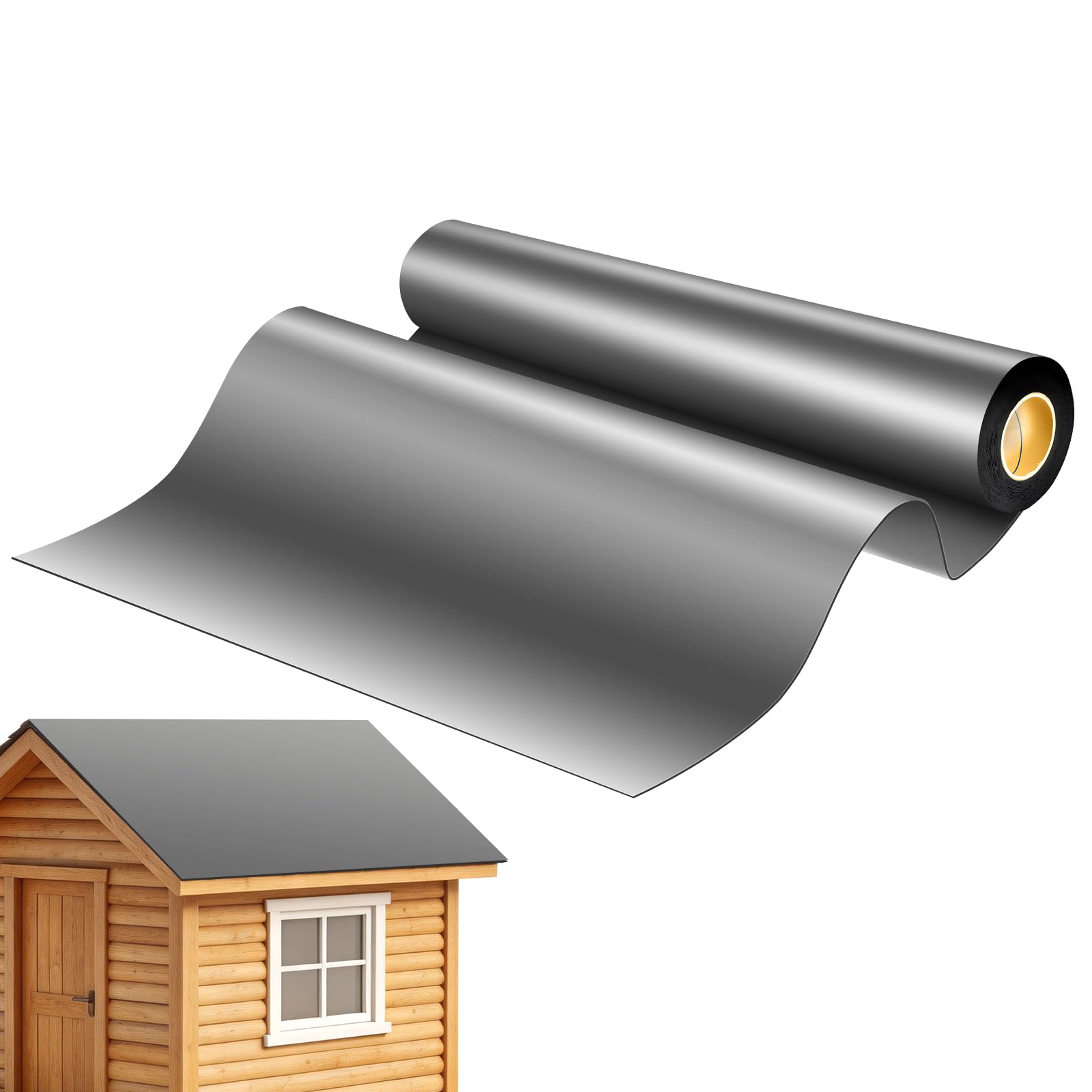 Dachfolie Selbstklebend 5 x 1 m, Aluminium Dachabdichtung mit Starkem Bitumenkleber, Wasserdicht, UV-Beständig und Wärmereflektierend, für Garagendach, Gartenhaus, Schuppen, 1,25 mm (Silbergrau)