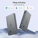 Commutateur KVM USB C 2 moniteurs 2 ordinateurs portables, double moniteur USB Type C Commutateur KVM prend en charge 4K @ 60Hz pour 2 ordinateurs partagent clavier, souris et moniteur - 9