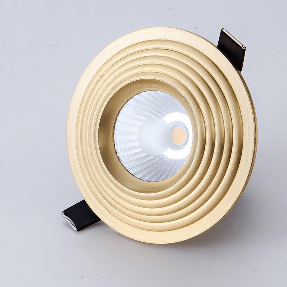XBTGS Faretti da incasso a LED rotondi in ottone da 10,9 cm con rivestimento deflettore, luce diurna, faretti profondi antiriflesso, installazione semplice, senza coppia
