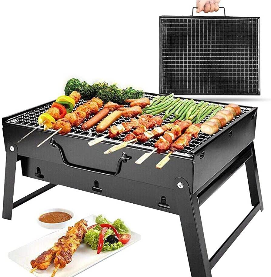 Khodiyar Enterprise Folding Portable Outdoor Barbeque Charcoal BBQ Grill Oven Black Carbon Steel Black Toaster Briefcase Style For Home Outdoor Picnic Camping Travelling Khodiyar Enterprise Folding Portable Outdoor Barbeque Charcoal BBQ Grill Oven Black Carbon Steel Black Toaster Briefcase Style For Home Outdoor Picnic Camping Travelling