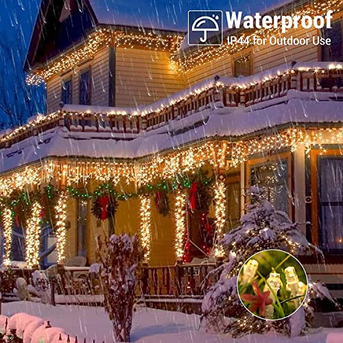 Qedertek 15,3 m ijsregen lichtketting voor buiten/binnen, 612 leds, ijsregen, lichtgordijn, kerstverlichting, 8 modi, timer, dimbaar lichtsnoer met afstandsbediening, kerstdecoratie, balkon (warmwit) - Image 4