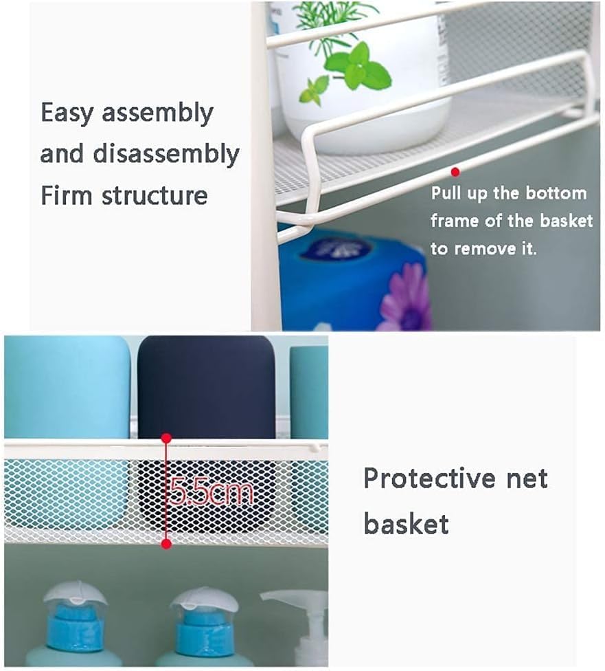 Miniatura 5 de POCHY Carrito de servicio de 3 niveles de acero al carbono, carrito de almacenamiento móvil con ruedas, mesa auxiliar moderna, carrito de bebidas