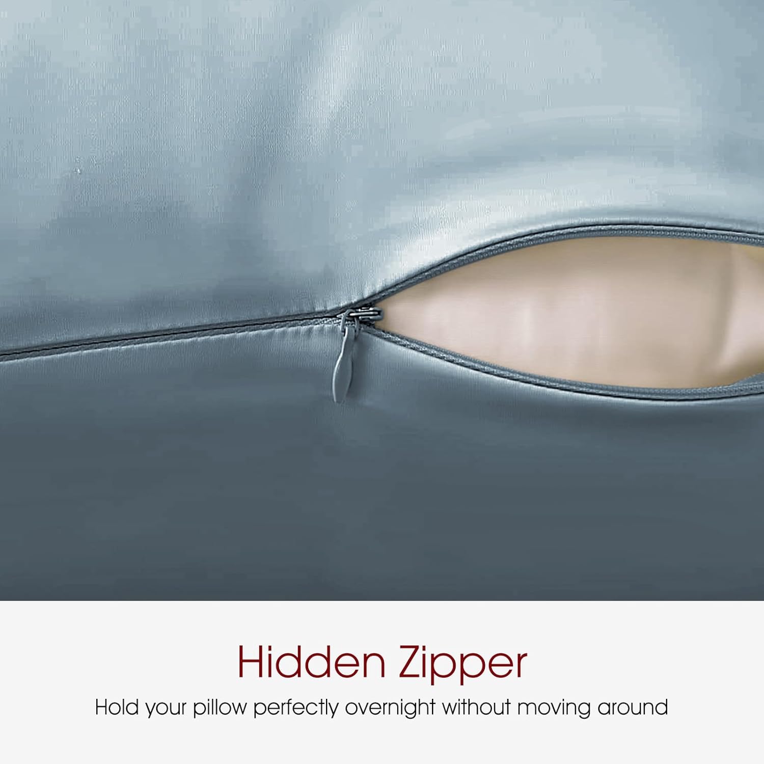 100% Silk Pillowcase for Hair and Skin Toddler Size 2 Pack Mulberry Silk Pillow Case 13 x 18 Inches Highest 6A Silk Kids/Travel Pillow Cover Soft Breathable Cooling with Hidden Zipper, Grey Blue - Image 5