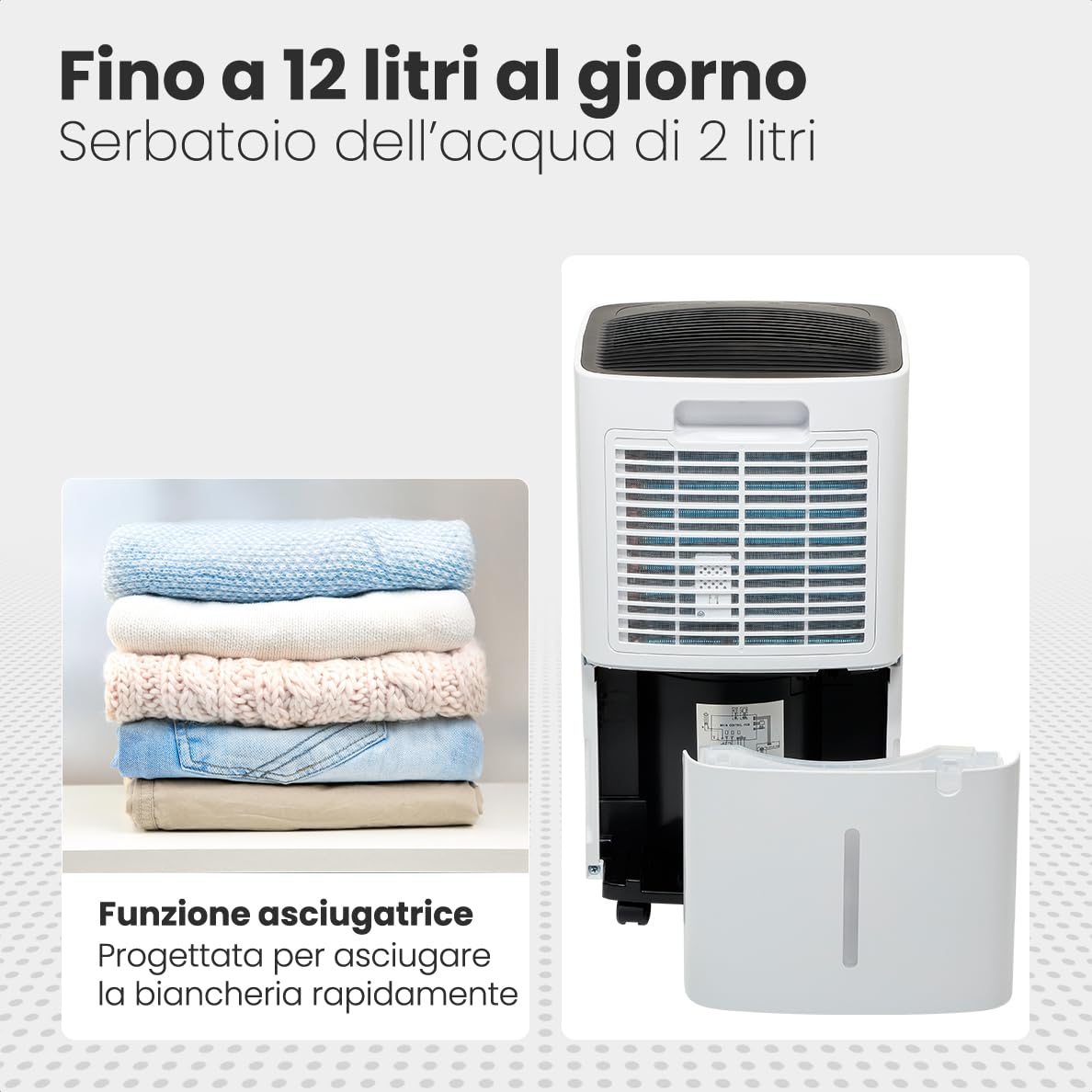 Auronic Deumidificatore Casa Muffa e Umidità Silenzioso - Portatile per Bagno - Purificatore Aria - 12 Litri Al Giorno