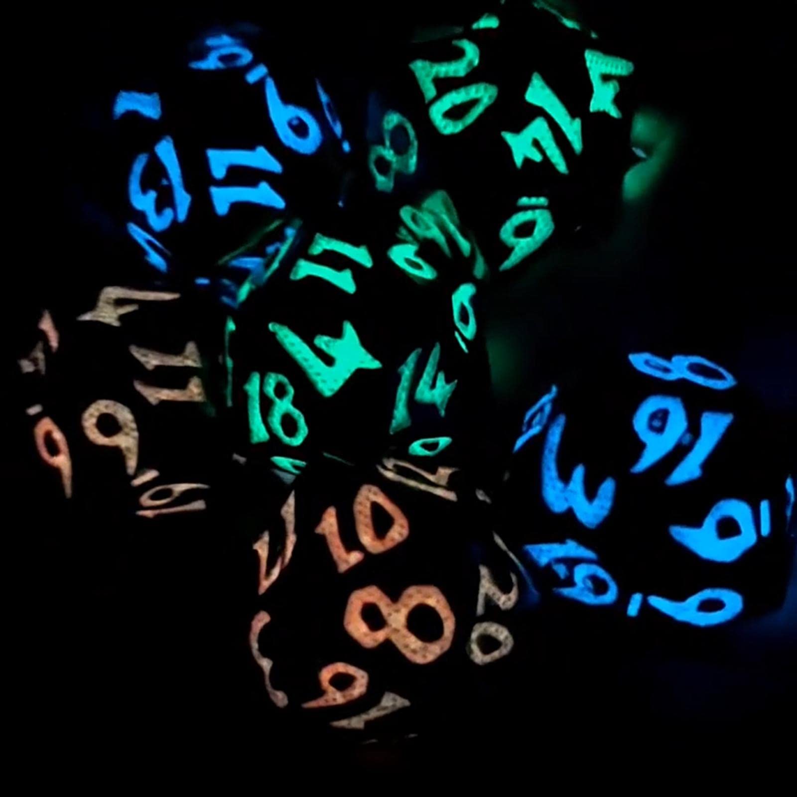 Juego de 7 Dados, Dados Luminosos, Juego de rol, Dados Fáciles de Leer, Juego de Dados Poliédricos para Fiestas, Juegos de Mesa, Juegos de rol, Azul, Individual