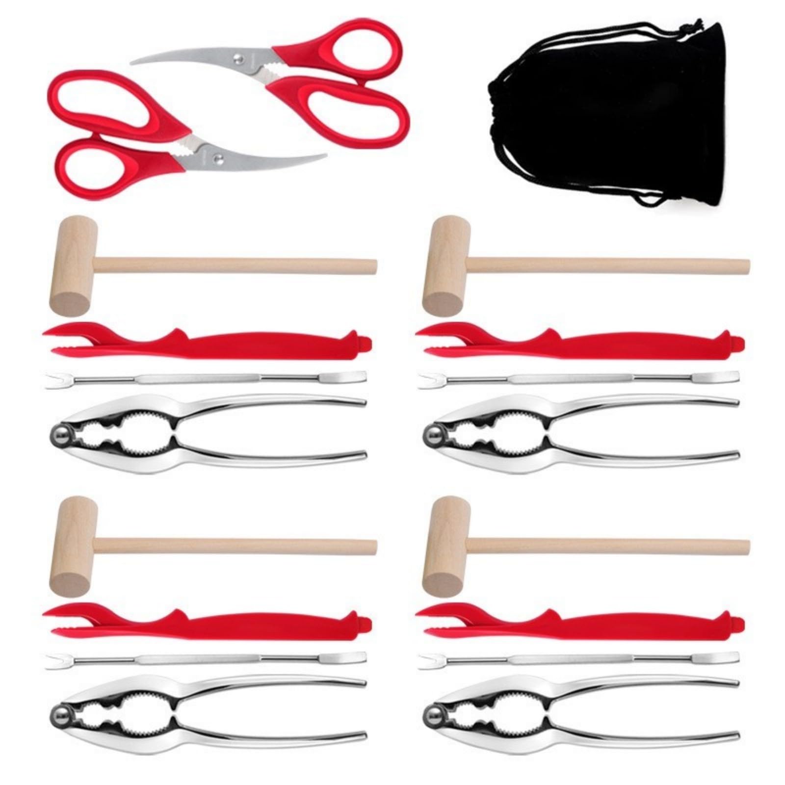 Set di 19 utensili portatili per frutti di mare, con borsa per il trasporto