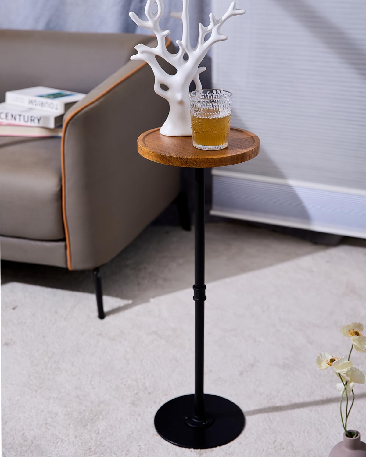Tavolino alto, piccoli tavolini rotondi, tavolino con piedistallo, tavolino da caffè Martini, tavolino angolare per piccoli spazi, soggiorno, camera da letto (marrone)