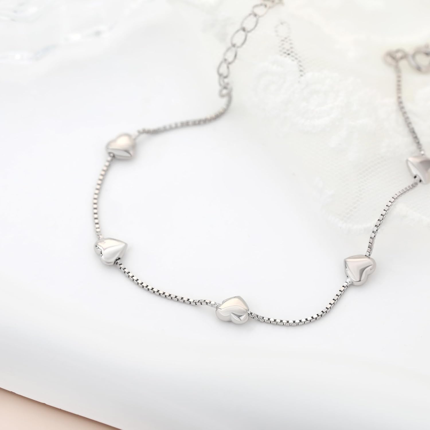 EVEYE Bracelets For Women Silver Bracelets Charm Bracelets Sterling Silver Charms For Bracelets Womens Bracelets Trendy Heart Bracelets For Women - Image 8