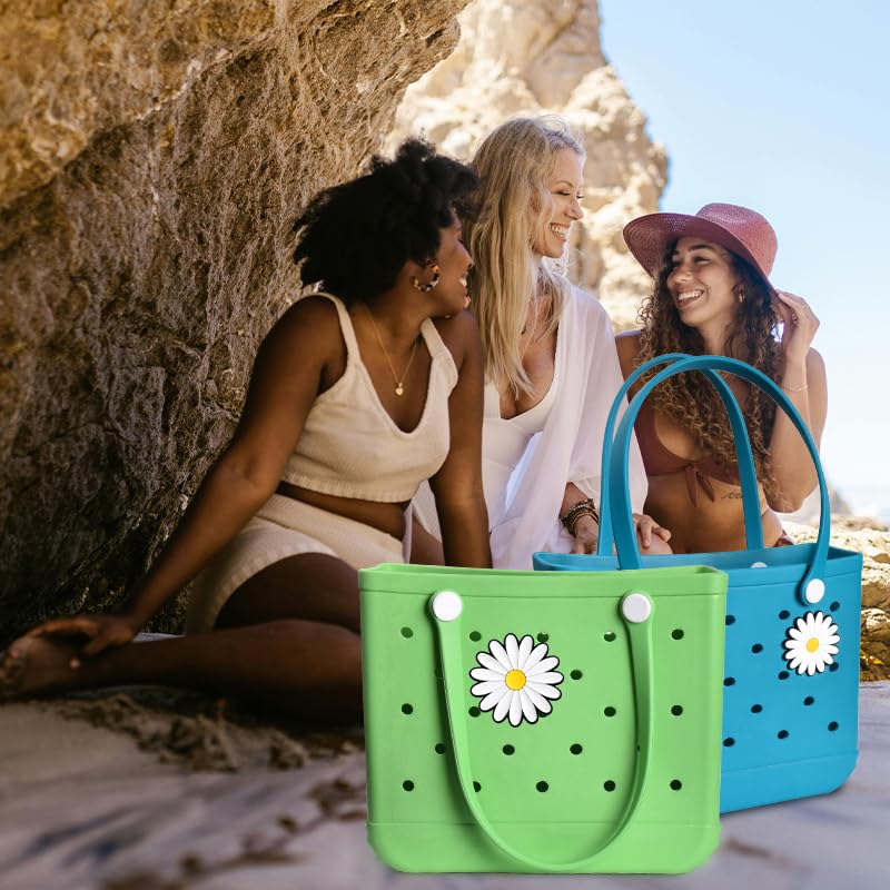 Bogg Bag Accessories Charm for Women Girls Bogg Bag Charms for Teens Adults Beach Bag Accessories for Bogg PVC Charms for Female Lady Daisy Flower Charm for Beach Tote Bag Bogg Bags Charms4