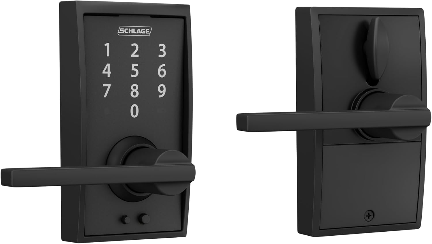 Touch Electronic Lock, Lever Handle, Century Trim, Matte Black | Keyless entry door lock, Electronic touchscreen keypad lock, 100% keyless, Certified security, Easy install, FE695