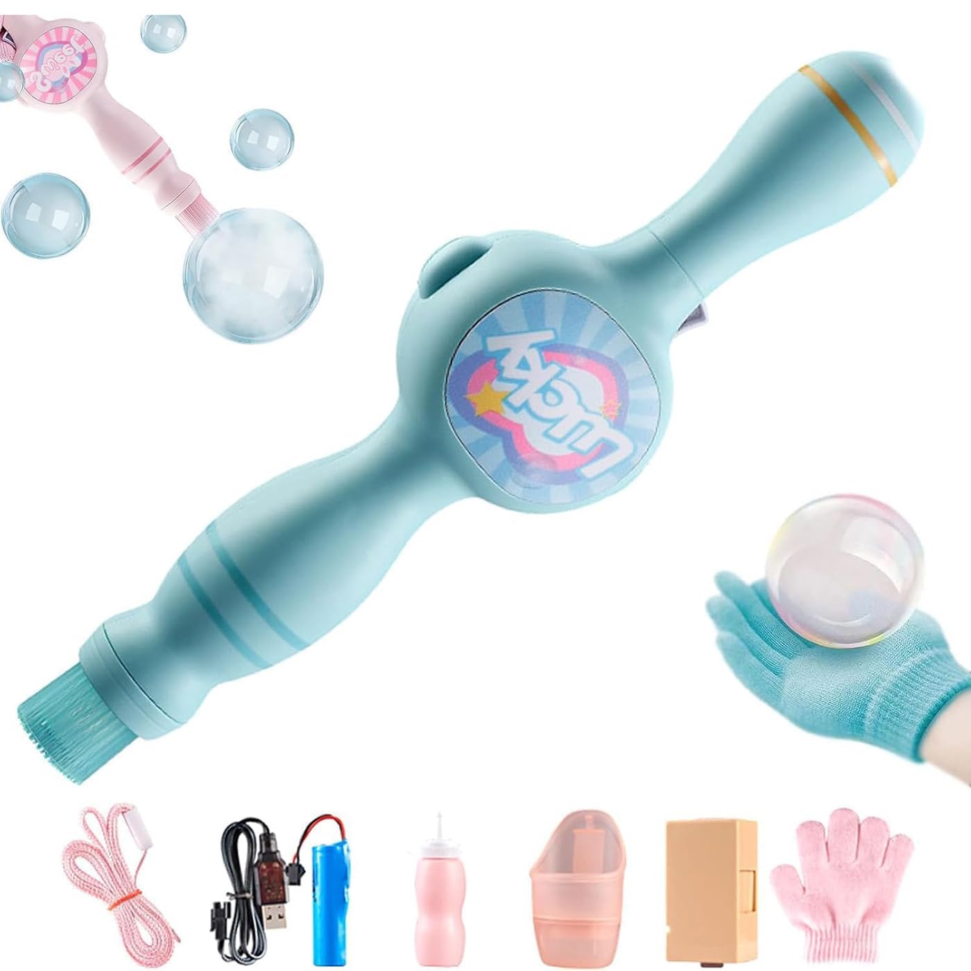 Green Magic Bubble Machine With Gloves, Colorful Smoke Bubble Machine Elastic Bubble Fog Wand For Party, With Elastic Smoke Effect