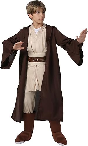 Miniatura 3 de Disfraz clásico de Jedi para niños, disfraz de Halloween para niños y niñas, bata con capucha, versión marrón