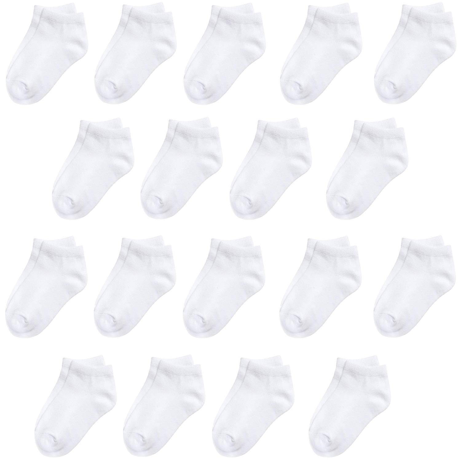 JAMEGIO Janegio 18 Pairs Kids' Low Cut Half Cushion Sport Ankle Socks Boys Girls Ankle Socks