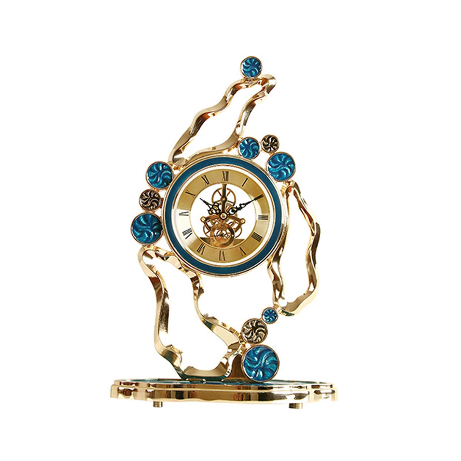 QINGGANG-0224 Mantel Clock Household Creative Table Clock Vintage Silent Desk Pendant For Bedroom Living Room Office(Blue)