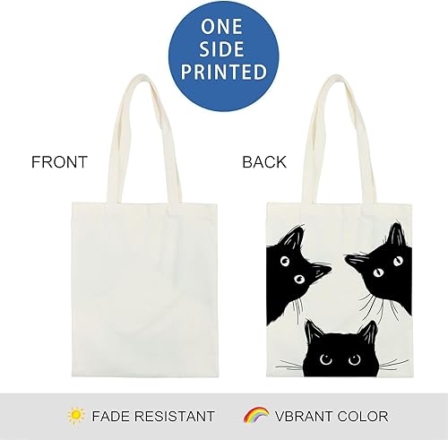 Miniatura 5 de Bolsa de lona con diseño de gato, bonita bolsa de lona para mujer, bolsa de lona para mujer, bolsa de mano para Navidad, cumpleaños, libro, bolsa