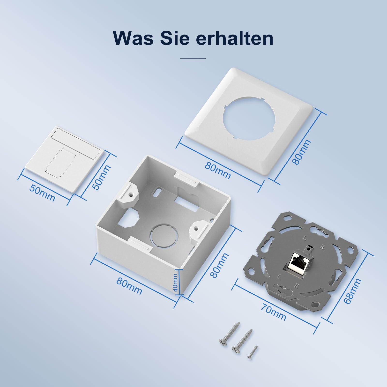 iwillink 10 prese di rete universali CAT8, 1 porta, RJ45 schermata, da parete o da incasso, EIA/TIA-568-A/B 8P8C, Ethernet 40 Gbit/s, POE+, compatibile con CAT8, CAT7, CAT6a, CAT6, colore bianco