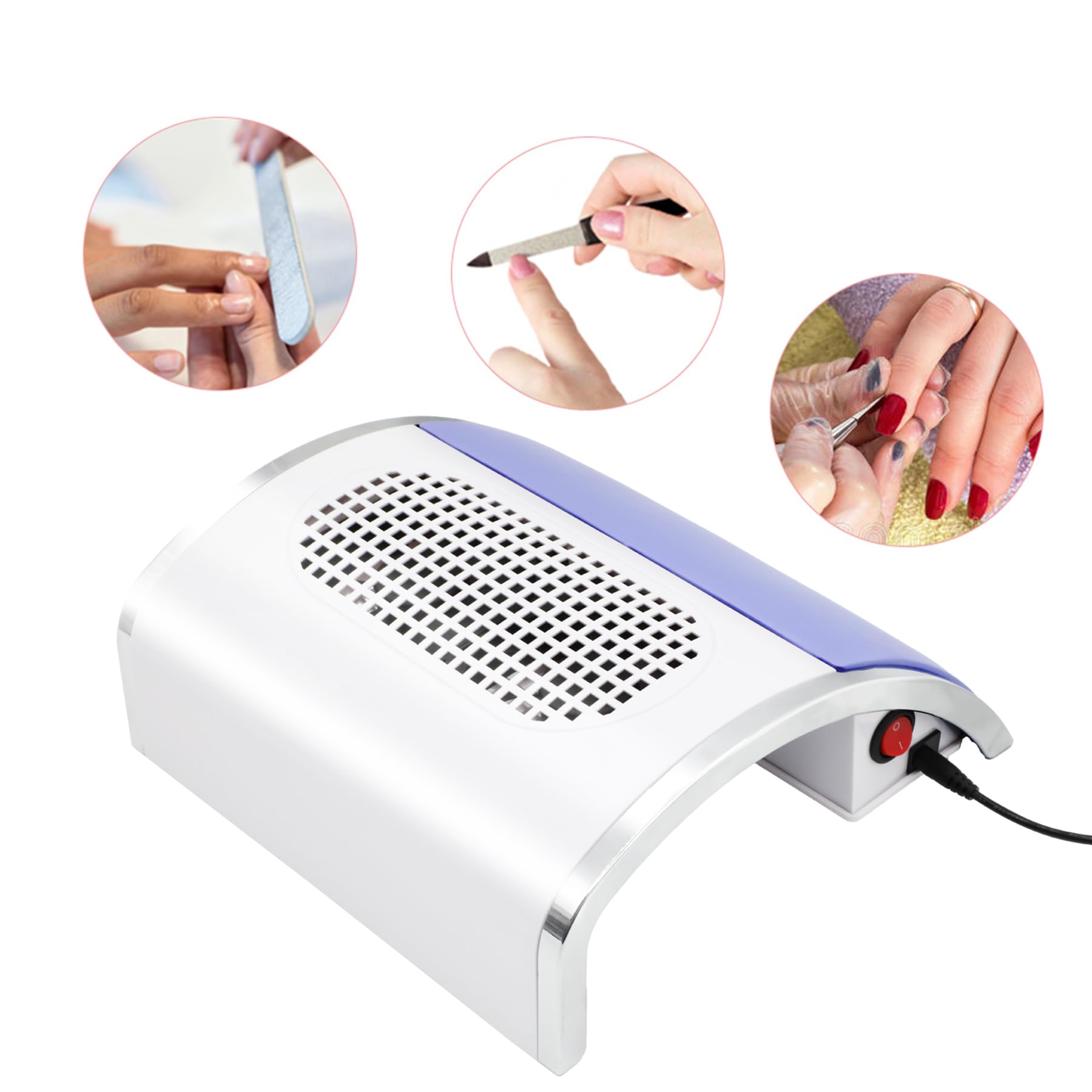80W Aspiratore Professionale per Unghie con 2 Ventole, Aspiratore Unghie Low Noise, Aspiratore Unghie Professionale con Due Sacchetti per La Polvere, Adatto per Casa e Salone di Bellezza