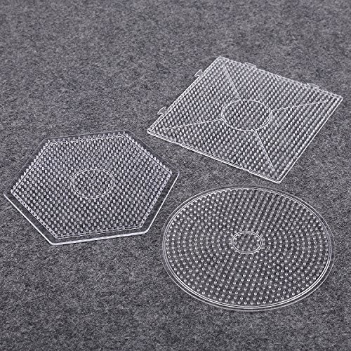 Sago Brothers Fuse Beads Boards Hexagon, Square, Round Pegboards for Kids Set of 3