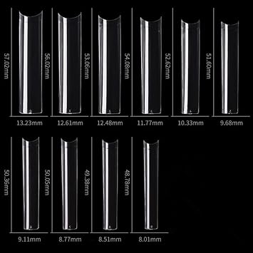 500pcs No C Curve L Square Straight False Nail Tips - Half Cover Clear Natural Extra Long Fake Nails (Clear)