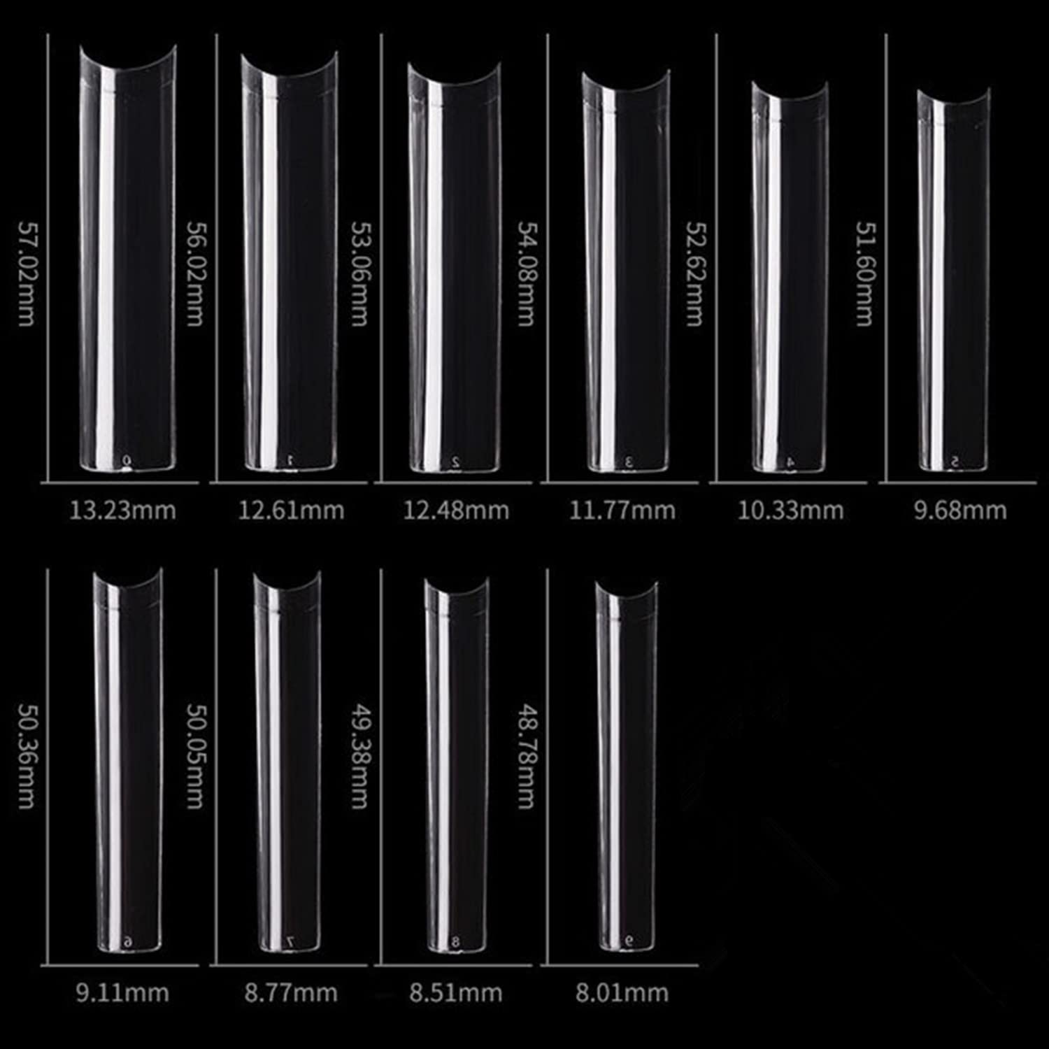 Punte per unghie quadrate senza curve C - Punte per unghie lunghe senza curva C - 500 pezzi senza curva C Xxl Punte per unghie finte dritte quadrate mezza copertura unghie finte trasparenti