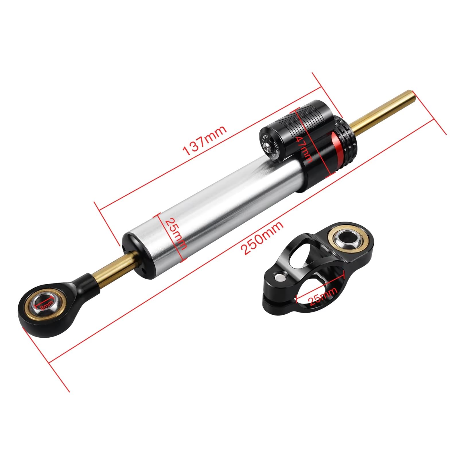 Amortiguador Dirección Compatible con Yamaha para MT07 para MT09 para YZF R6 Estabilizador De Amortiguador Ajustable Universal para Motocicleta De 250 Mm