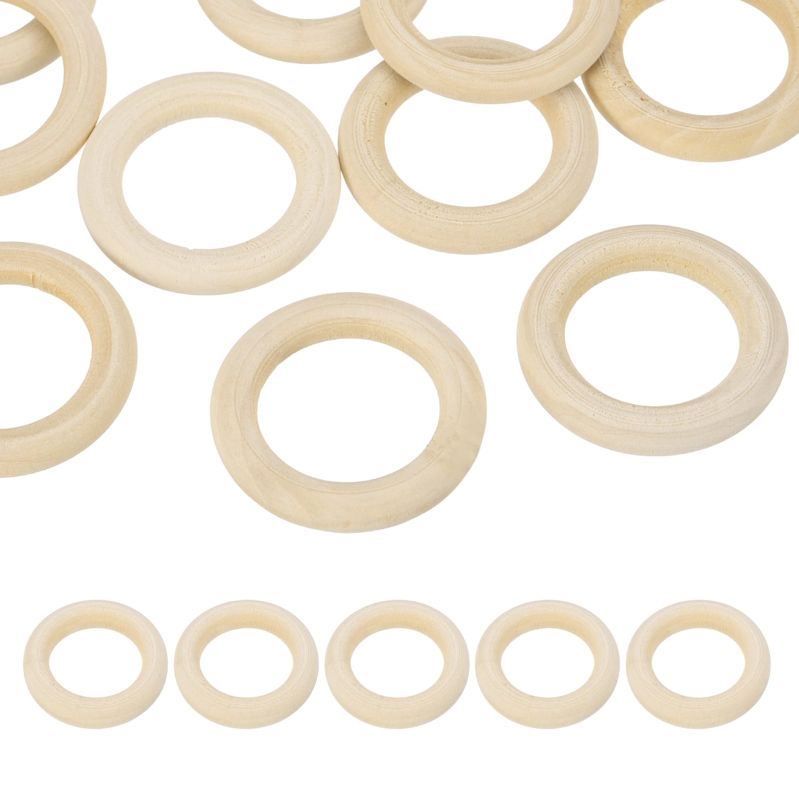 PATIKIL 40mm Natural Wooden Rings, 10 Pack Wood Ring Round Linking Rings Wood Loop Circle for Craft Pendant DIY Jewelry Making Macrame, Natural Color