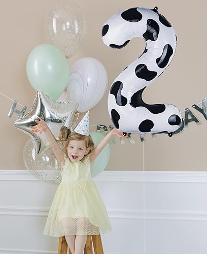 Miniatura 2 de Globo con estampado de vaca para decoración de segundo cumpleaños  Globo de vaca Mylar de 40 pulgadas con el número 2 Moo Moo Im Two Farm Animal