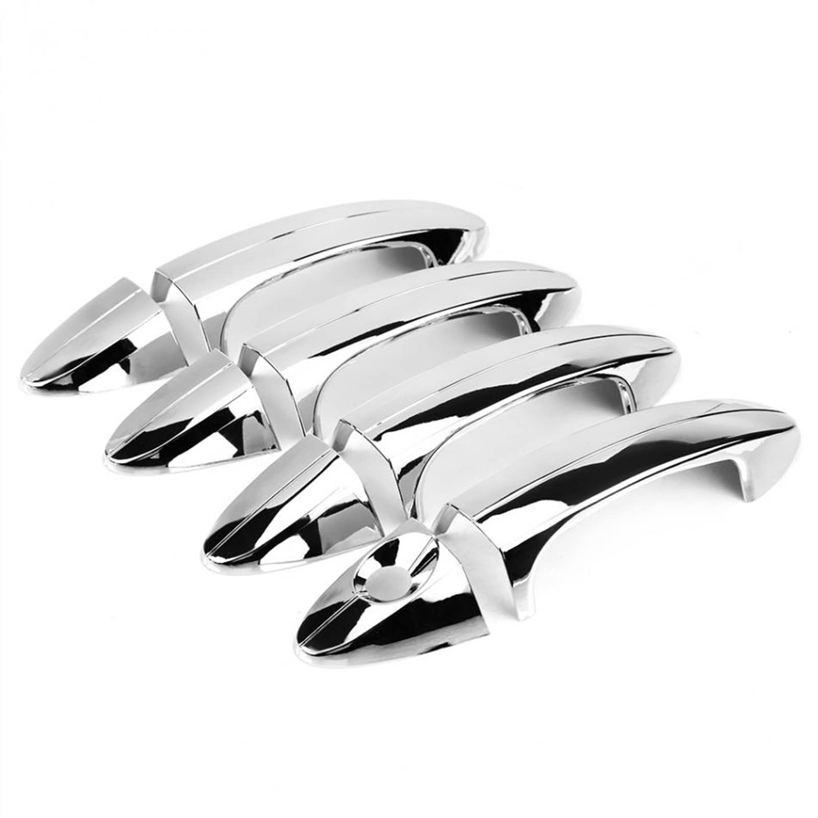 Rinkteea One Color Exterior Car Door Handle For Fiesta 2009-2012 8 Pcs Car Silver Chrome Chromium Electroplating Door Handle Cover Trim