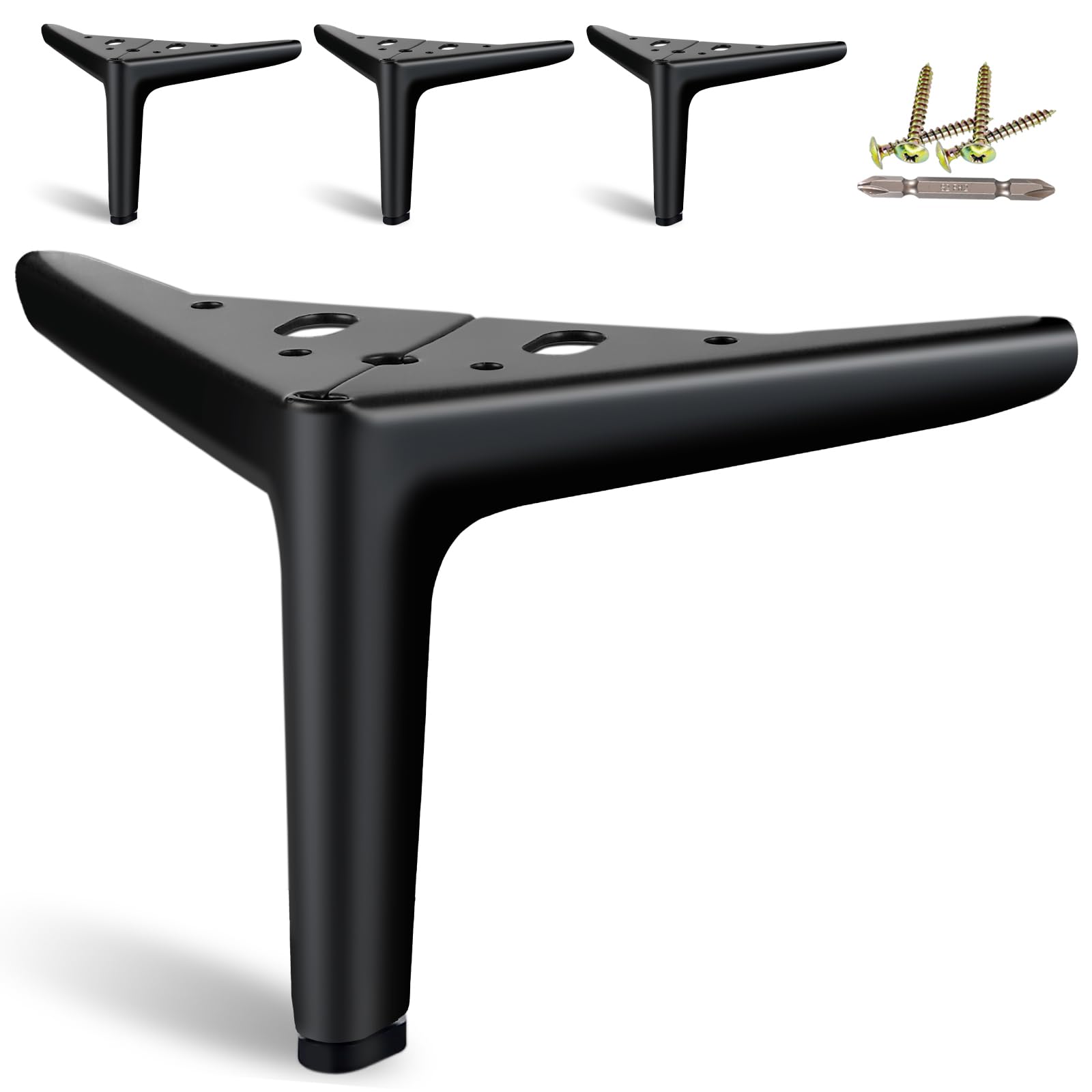 SunVFaFa Black Furniture Legs Heavy Duty, Metal Legs for Furniture Set of 4, Short Dresser Legs 12cm