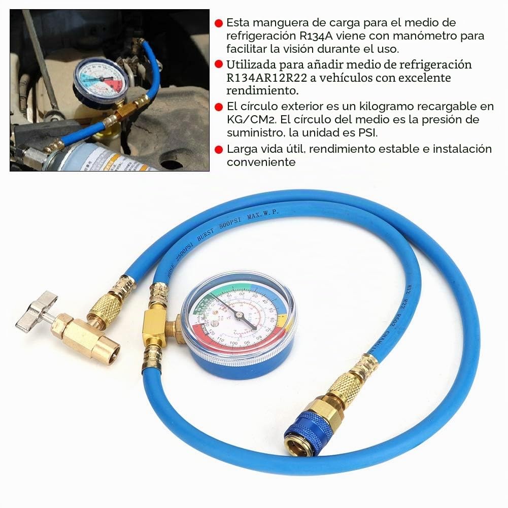 VOBOR R134A Manguera de Refrigerante, U-Charge Manguera de Cobre con Conector para Abrelatas Rápido y Acoplador