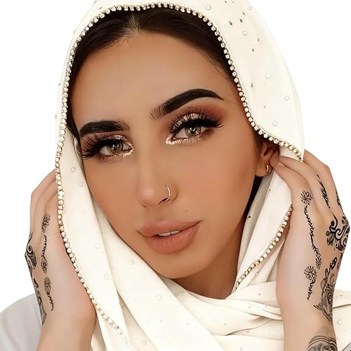 ANKOMINA Women Soft Chiffon Rhinestone Long Scarf Shawl Fashion Muslim Hijab Head Wrap Scarves