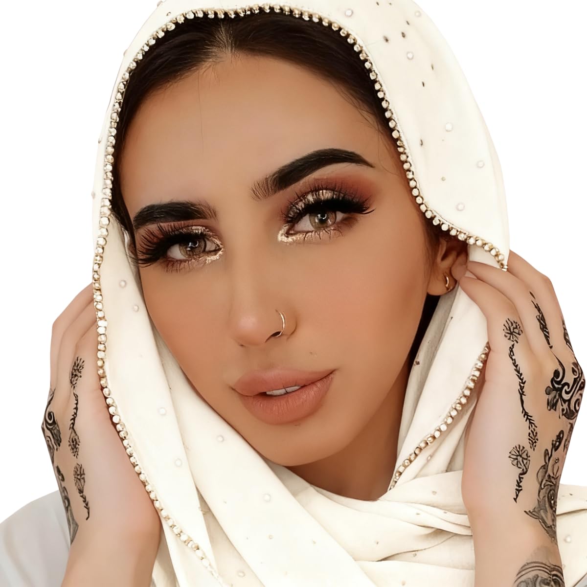 ANKOMINA Women Soft Chiffon Rhinestone Long Scarf Shawl Fashion Muslim Hijab Head Wrap Scarves