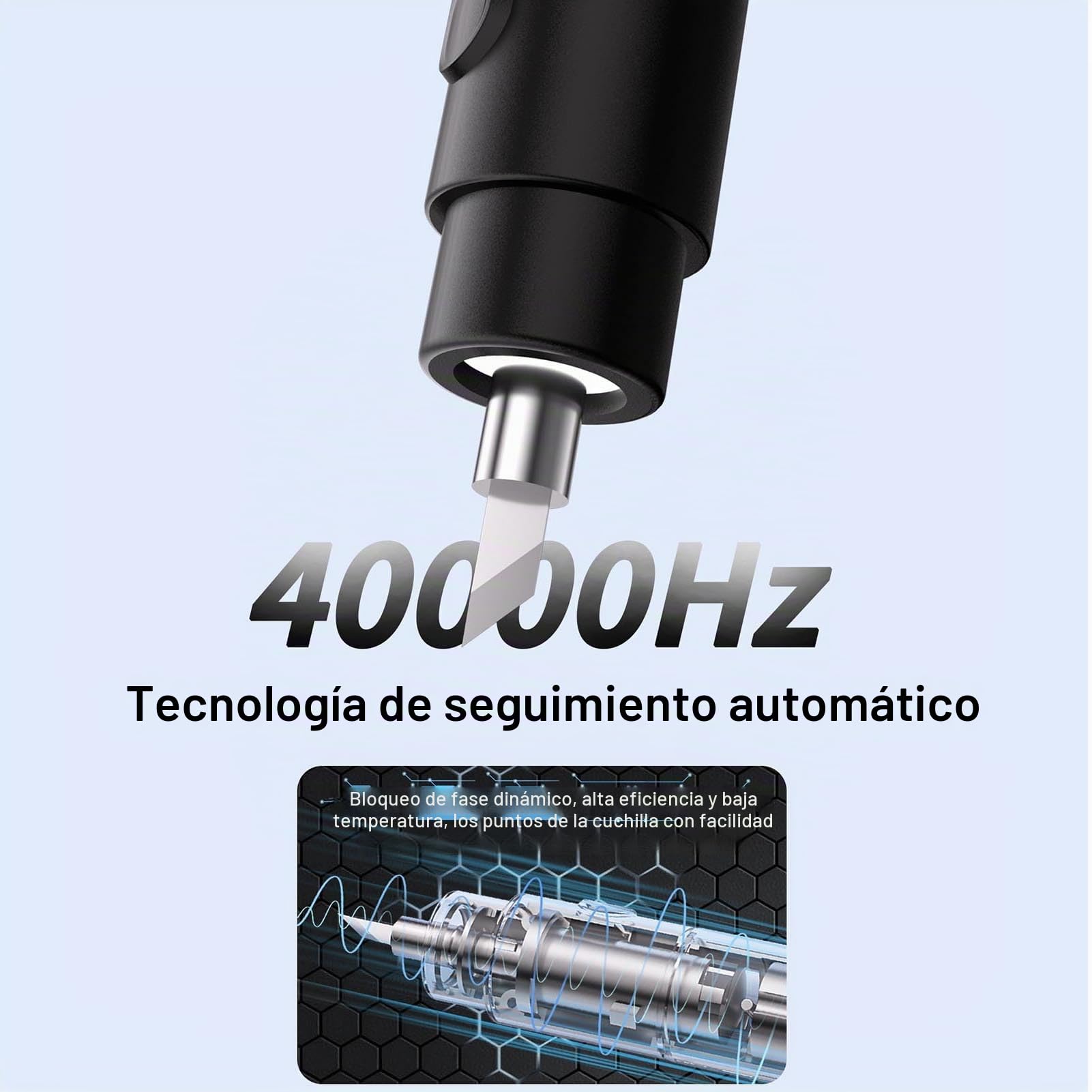 CCYLEZ Cortador Ultrasónico, 40 KHz, 3 Velocidades Ajustables con Punta de Hoja de Aleación, Cuchillo Ultrasónico, para Impresión 3D, Cuero de Fibra de Carbono PCB de Plexiglás (FS-S1)